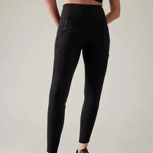 Athleta Headland Hybrid Cargo Pants Women 12 Black Athleisure Travel Utility